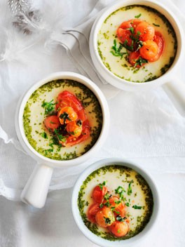 Gruyère custards with caramelised tomatoes
