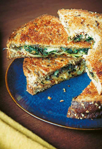 Gruyère grilled cheese with chard and caramelized onion