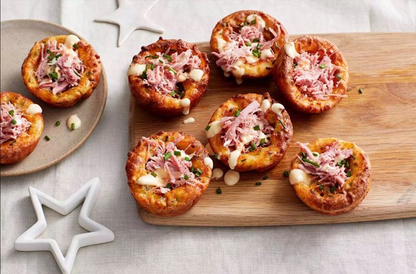 Gruyère, ham & chive mini Dutch babies