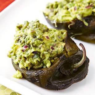 Guacamole-stuffed poblano peppers