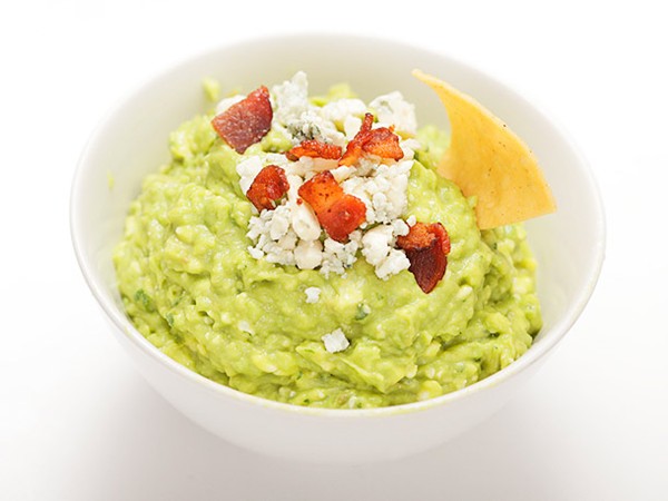 Guacamole with blue cheese and bacon