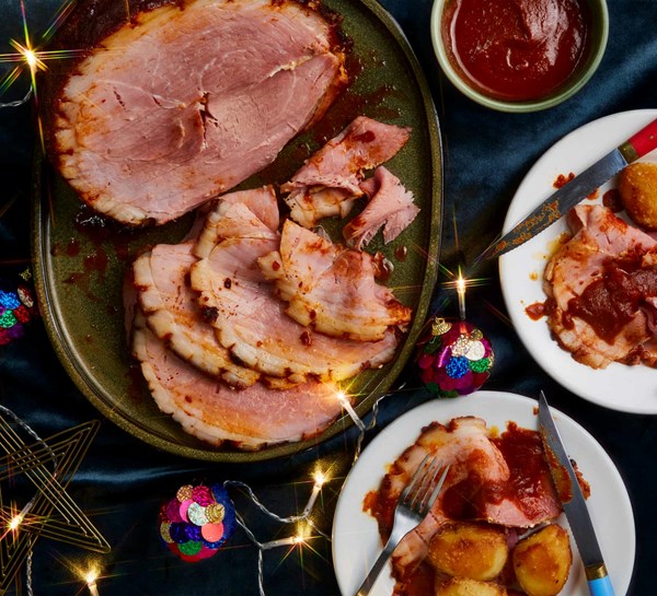 Guajillo and pineapple adobo roast ham