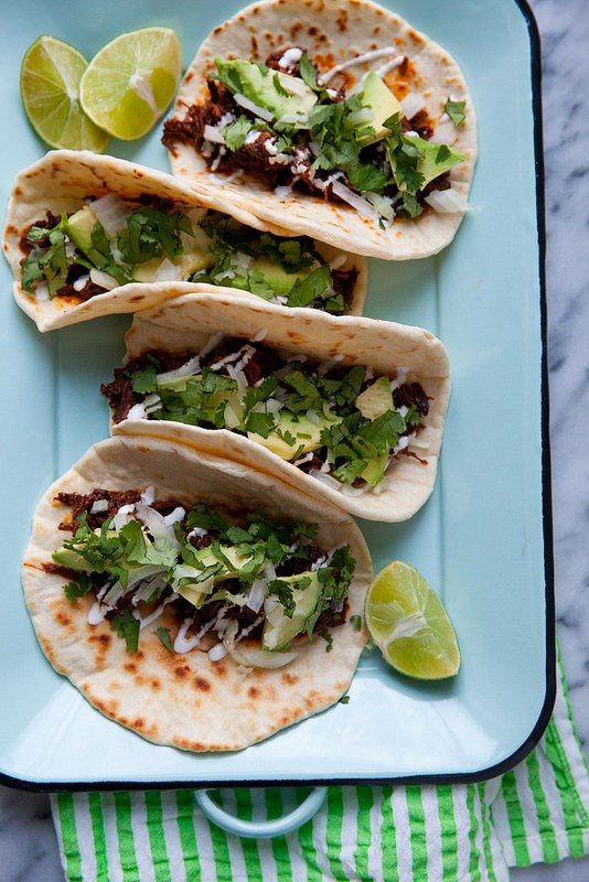 Guajillo-braised short rib tacos