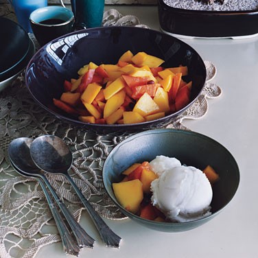 Guanabana sherbet with tropical fruit