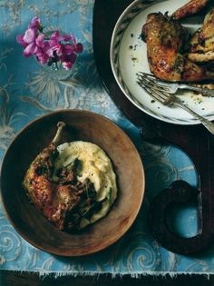 Guinea fowl, herb butter and wild mushrooms