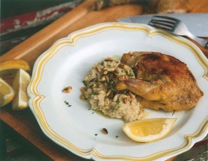 Guinea fowl with fennel purée