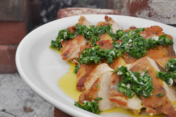 Guinea hen with salsa verde