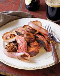 Guinness-marinated bison steak sandwiches