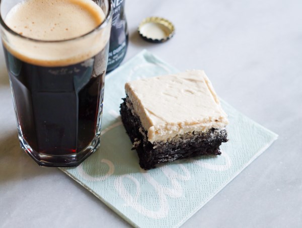 Guinness-vanilla bean frosted mocha brownies