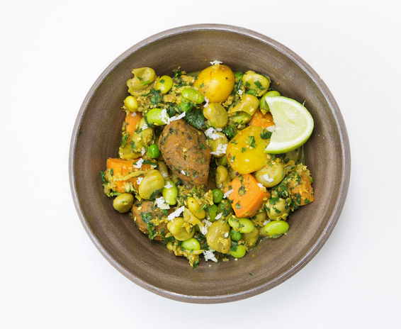 Gujarati spring vegetables with chickpea and fenugreek dumplings