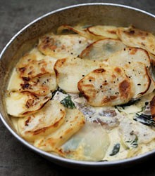 Gurnard, basil and potato pie