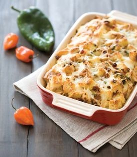 Habanero-cheddar bread pudding