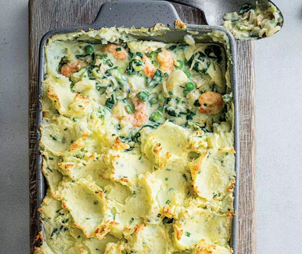 Haddock, prawn & crab pie
