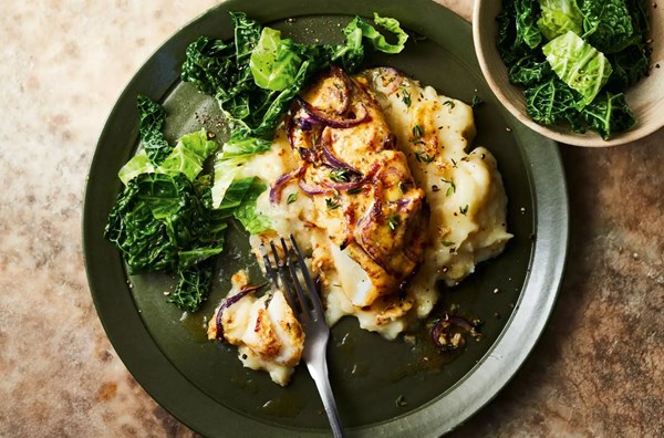 Haddock rarebit & celeriac mash