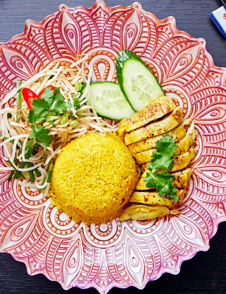 Hainan chicken rice (Med Pang and Koi Lee)