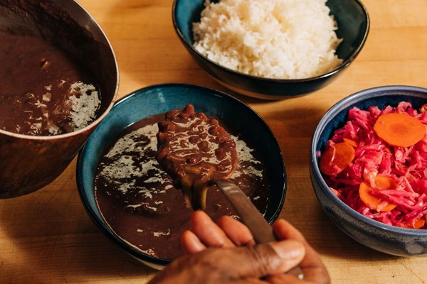 Haitian rice with bean sauce (Diri ak sos pwa)