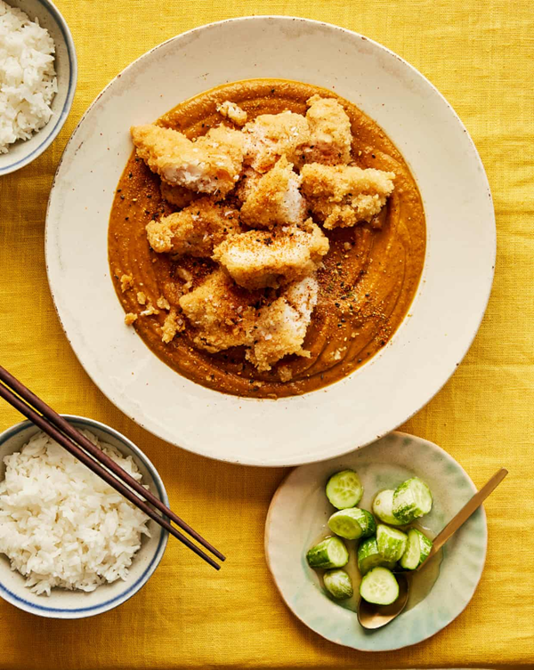 Hake, pumpkin katsu curry and togarashi