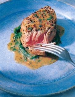 Hake with sage & spinach