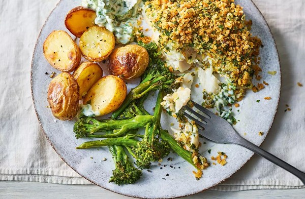 Hake with wild garlic mayo