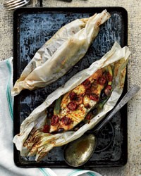 Halibut and summer vegetables en papillote
