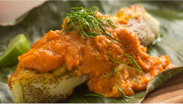Halibut braised in coconut sambal