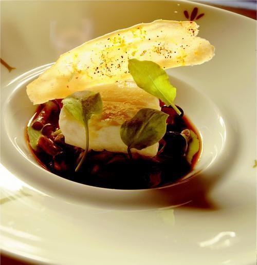 Halibut braised in olive oil with leeks & hon shimeji mushrooms