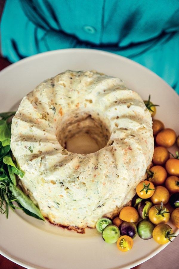 Halibut gefilte terrine with fresh herbs