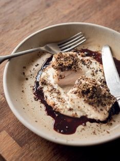 Halibut with artichokes and red wine sauce