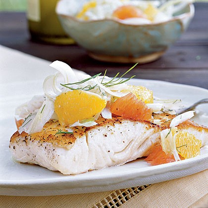 Halibut with citrus-fennel relish