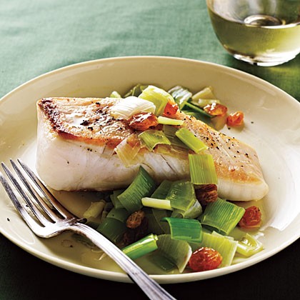 Halibut with leeks