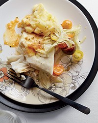 Halibut with orange-miso sauce and fennel salad