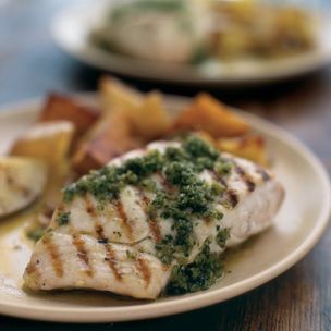 Halibut with salsa verde