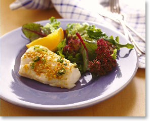 Halibut with scallions, orange & sesame oil