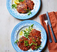 Halloumi & beetroot fritters