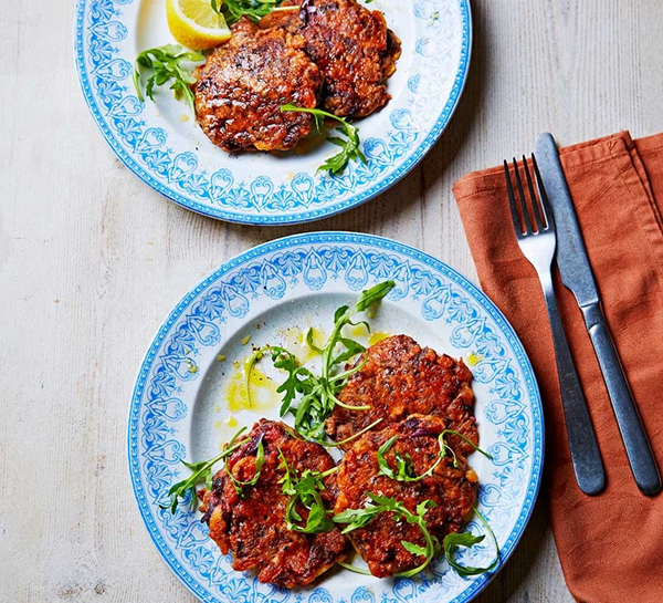 Halloumi & beetroot fritters