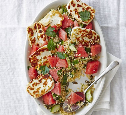 Halloumi & watermelon bulghar salad