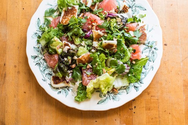 Halloumi and grapefruit salad