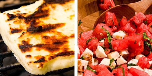 Halloumi and watermelon salad
