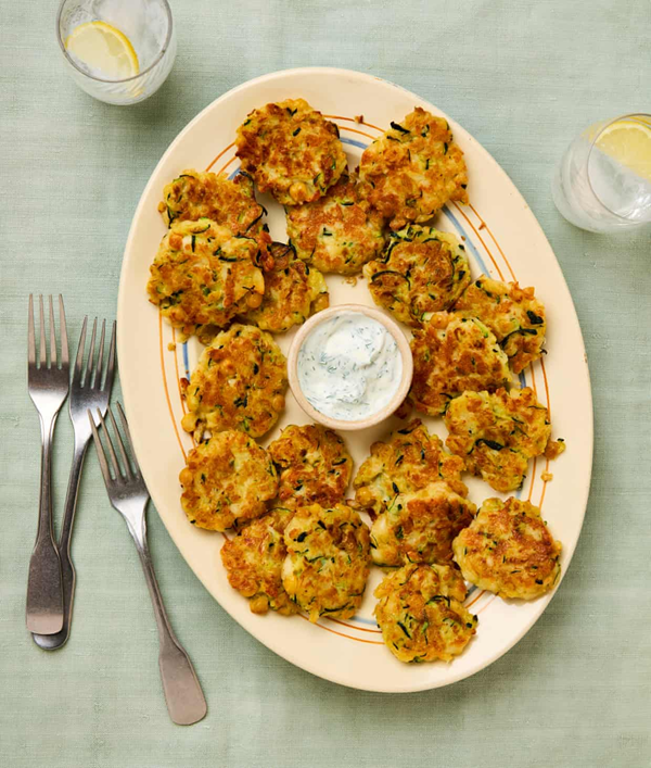 Halloumi, courgette and chickpea fritters
