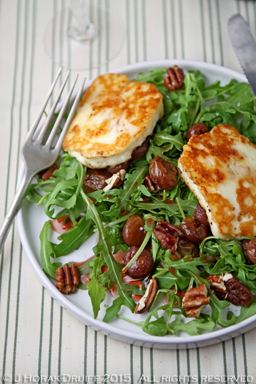 Halloumi, roasted grape & pecan salad