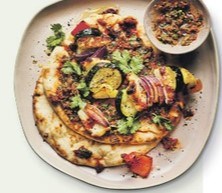 Halloumi, vegetable & tomato flatbreads with coriander