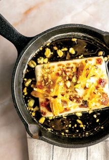 Halloumi with orange and honey