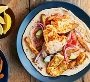 Halloumi wraps with crunchy za'atar chips