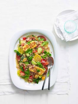 Haloumi and crushed wheat salad