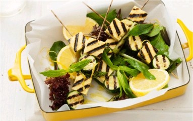 Haloumi and zucchini kebabs