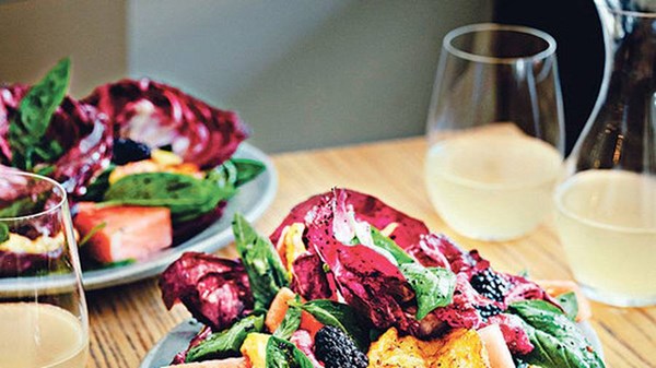 Haloumi, radicchio, watermelon, blackberry, poppy-seed and basil salad [Loretta]