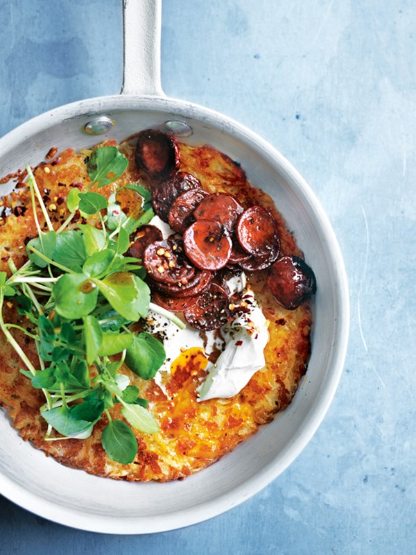 Haloumi rosti with chorizo