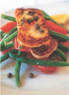Haloumi, tomato and beans
