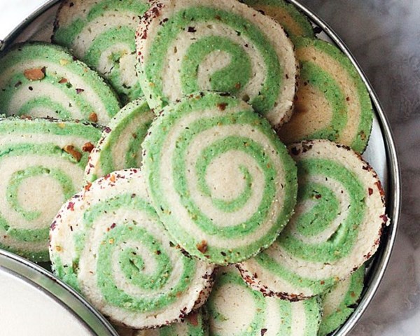 Halva and pistachio pinwheel cookies