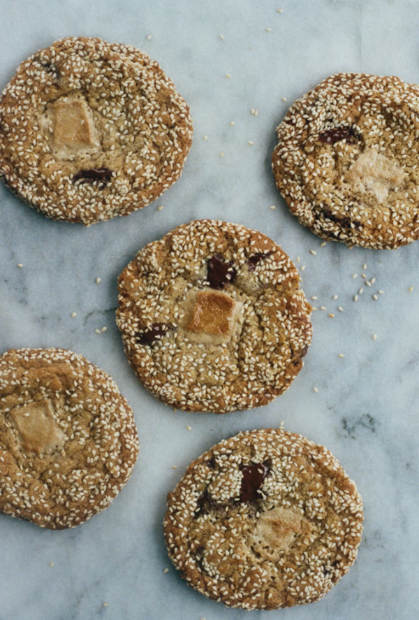 Halva, dark chocolate & sesame cookies